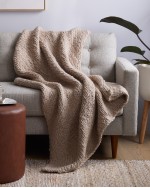 Chunky Hand Knit Wool Throw - Neutral