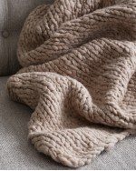 Chunky Hand Knit Wool Throw - Neutral