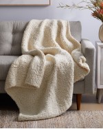 Chunky Hand Knit Wool Throw - Ivory