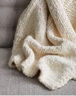 Chunky Hand Knit Wool Throw - Ivory