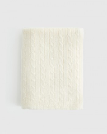 Luxe Cable Knit Cashmere Baby Blanket - Ivory