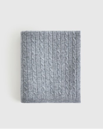 Luxe Cable Knit Cashmere Baby Blanket - Heather Grey