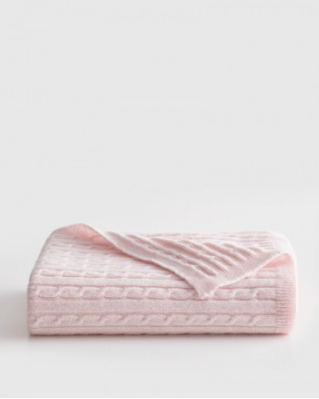 Luxe Cable Knit Cashmere Baby Blanket - Minimal Pink