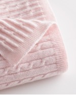 Luxe Cable Knit Cashmere Baby Blanket - Minimal Pink