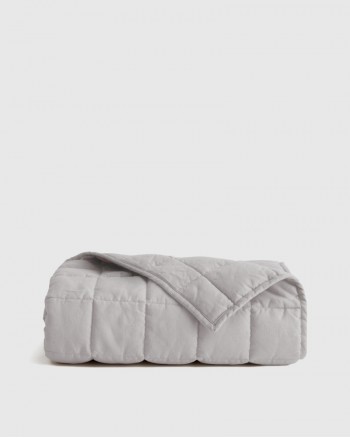 European Linen Toddler Quilt - Light Grey