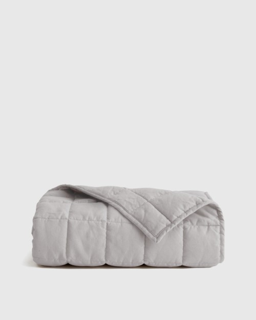 European Linen Toddler Quilt - Light Grey