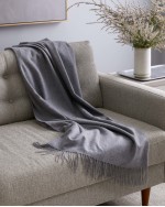 Mongolian Cashmere Throw - Heather Grey