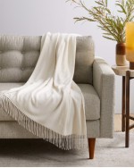 Mongolian Cashmere Throw - Ivory