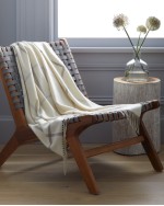 Mongolian Cashmere Throw - Ivory/Grey Plaid