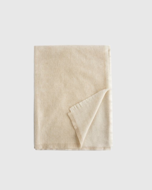 Cashmere Reversible Two Tone Throw - Natural/Ivory