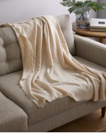 Cashmere Reversible Two Tone Throw - Natural/Ivory