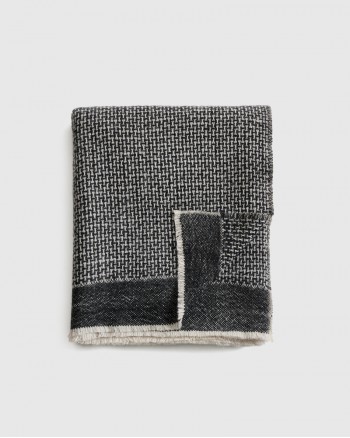 Cashmere Wool Patterned Throw - Black