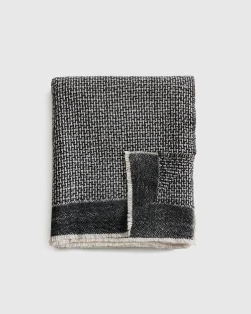 Cashmere Wool Patterned Throw - Black