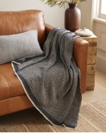 Cashmere Wool Patterned Throw - Black