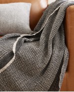 Cashmere Wool Patterned Throw - Black