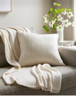 Cable Knit Cashmere Throw & Pillow Cover Set - Ivory