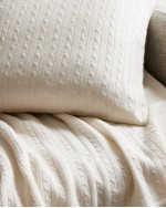 Cable Knit Cashmere Throw & Pillow Cover Set - Ivory