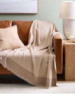 Silk Cashmere Striped Boucle Throw - Beige/Caramel