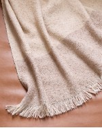 Silk Cashmere Striped Boucle Throw - Beige/Caramel