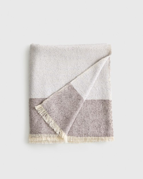 Silk Cashmere Striped Boucle Throw - Mist/Graphite