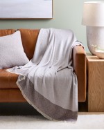 Silk Cashmere Striped Boucle Throw - Mist/Graphite