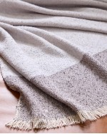 Silk Cashmere Striped Boucle Throw - Mist/Graphite