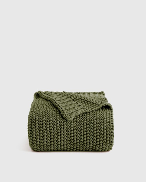 Cotton Fisherman Throw - Olive