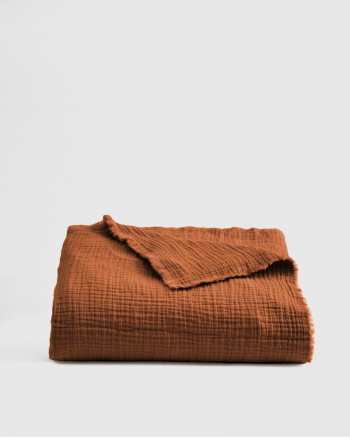 Organic Airy Gauze Throw - Terracotta