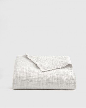 Organic Airy Gauze Throw - White