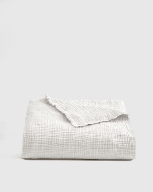 Organic Airy Gauze Throw - White