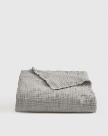 Organic Airy Gauze Throw - Fog Grey