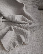 Organic Airy Gauze Throw - Fog Grey