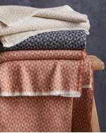 Italian Cotton Geometric Throw - Taupe