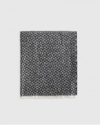 Italian Cotton Geometric Throw - Black