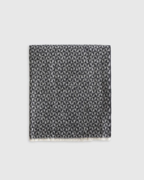 Italian Cotton Geometric Throw - Black