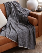 Italian Cotton Geometric Throw - Black