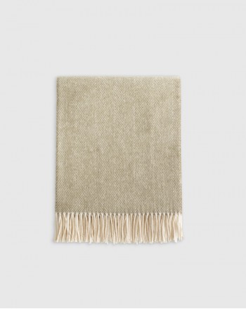 Italian Cotton Herringbone Throw - Washed Olive