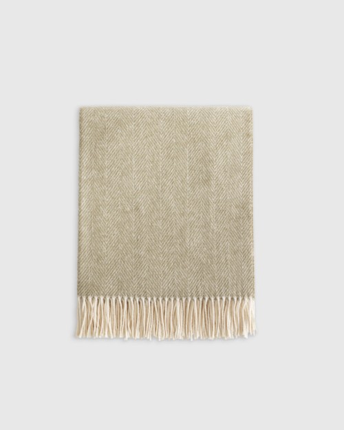 Italian Cotton Herringbone Throw - Washed Olive