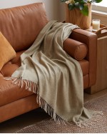 Italian Cotton Herringbone Throw - Washed Olive