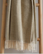 Italian Cotton Herringbone Throw - Washed Olive