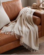 Italian Cotton Herringbone Throw - Natural