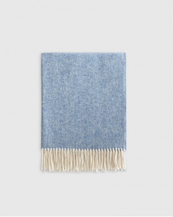 Italian Cotton Herringbone Throw - Blue