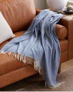 Italian Cotton Herringbone Throw - Blue