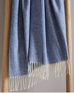 Italian Cotton Herringbone Throw - Blue