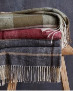 Italian Cotton Plaid Throw - Wine