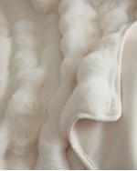 Ruched Faux Fur Throw - Snow