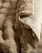 Ruched Faux Fur Throw - Mink