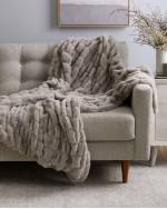 Textured Faux Fur Throw - Grey