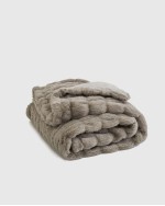 Textured Faux Fur Throw - Grey