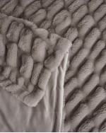 Textured Faux Fur Throw - Grey